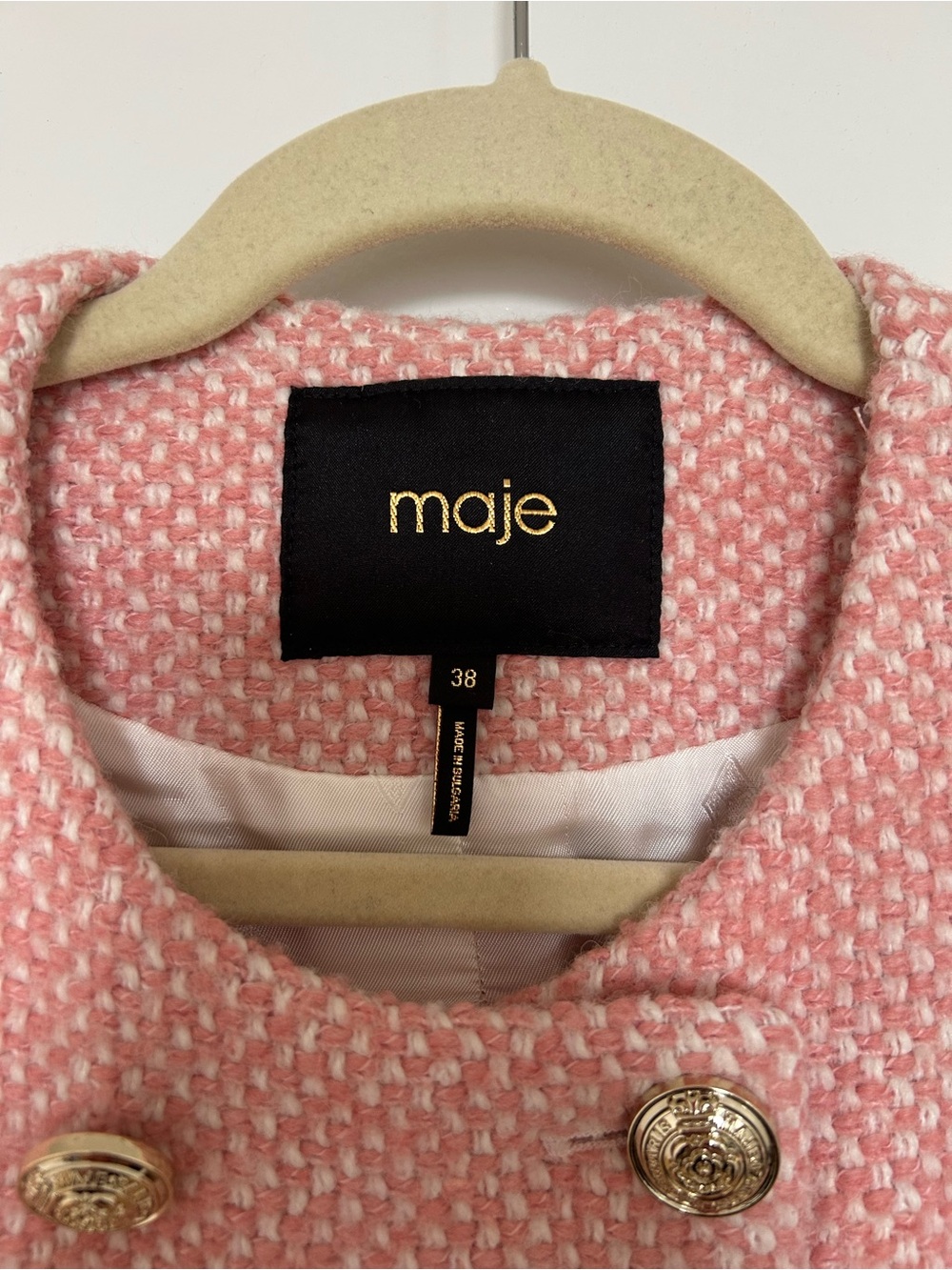 Maje Pink Tweed Double-Breasted Jacket and Skirt Set - Picture 3 of 15